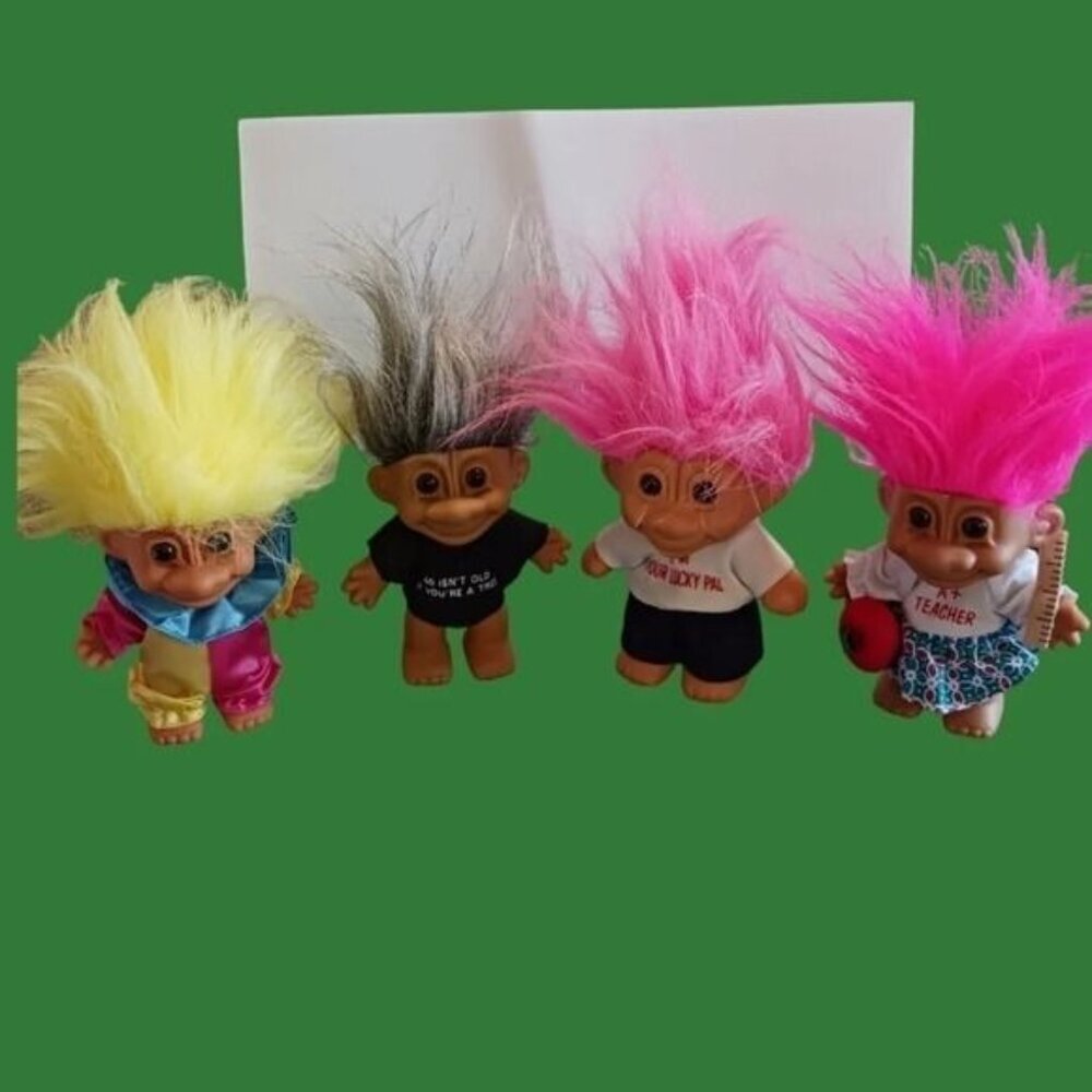 Russ vtg lot of 4 troll dolls vinyl - Picture 5 of 13